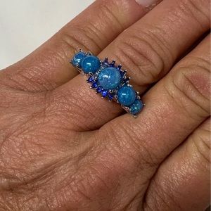 Blue opal with sapphires